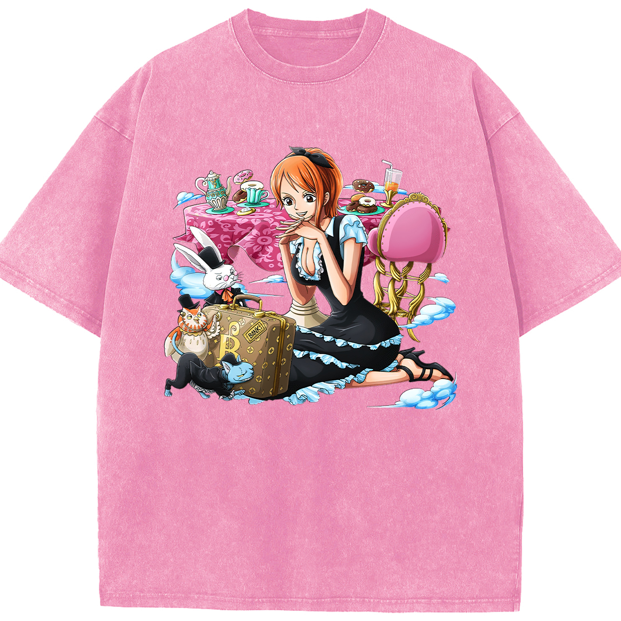 ワンピース ナミ ONE PIECE Nami 綿100% ヴィンテージ風 半袖Tシャツ（フロントプリント）